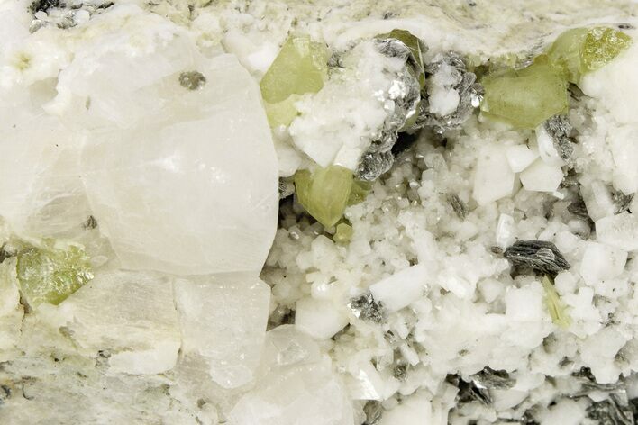 Green Titanite (Sphene), Pericline & Muscovite - Pakistan #209281